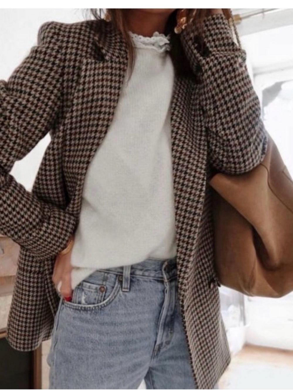 Vintage plaid wool blend blazer sz 10